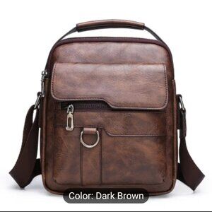 Mens Shoulder Bag Dark Brown (faux leather)